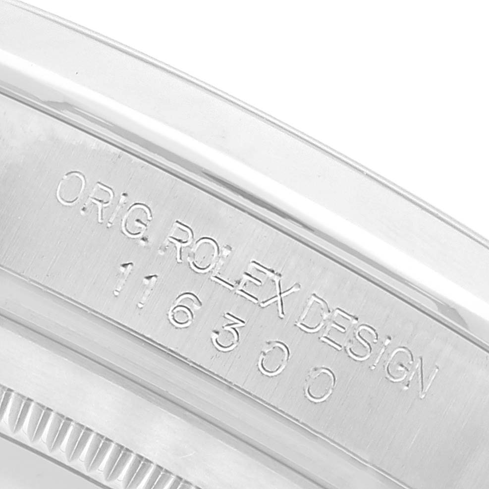 This image shows the side of the Datejust 41 model by Rolex, highlighting the engraved "ORIG ROLEX DESIGN" and model number.