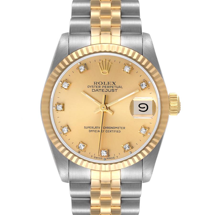 Rolex Datejust Midsize Steel Yellow Gold Diamond Ladies Watch 68273 ...