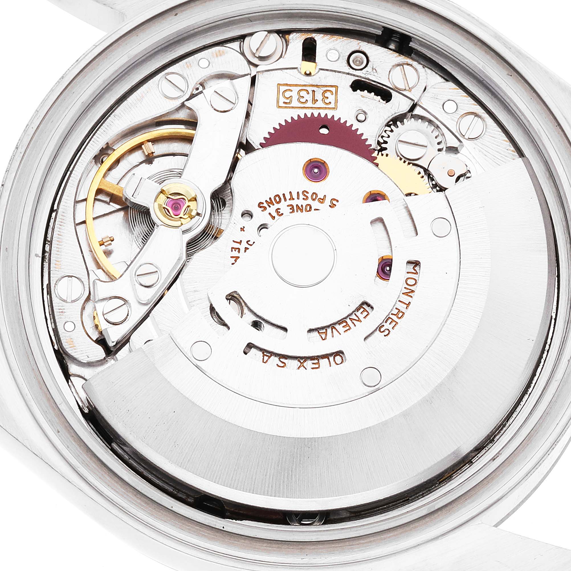This image shows the movement mechanism from the back of a Rolex Datejust 16234 Men's Stainless Steel Black Dial 16234 Men's Stainless Steel Black Dial watch.