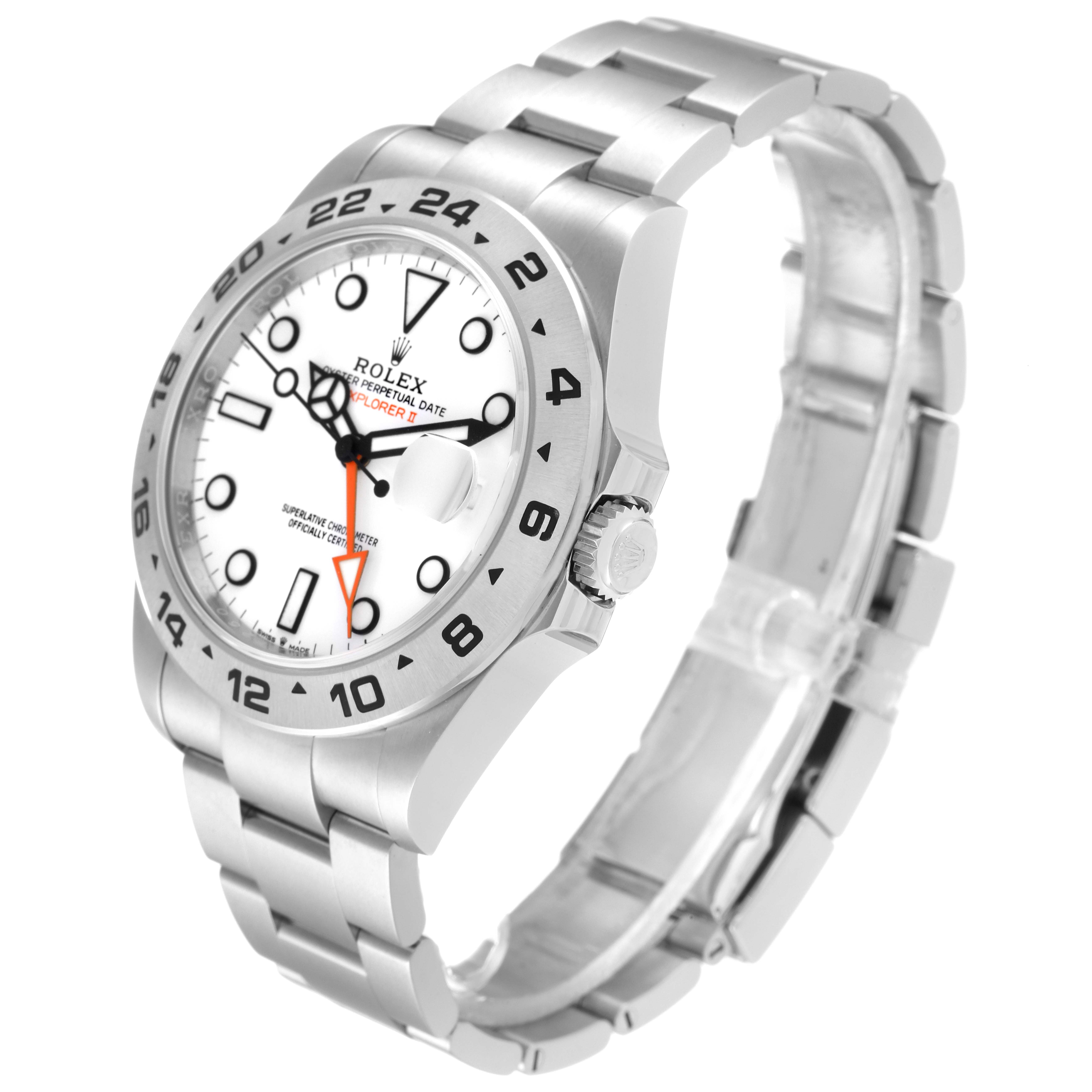 The image shows a side and front angle of a Rolex Explorer 226570 Men's Stainless Steel White Dial 226570 Men's Stainless Steel White Dial watch, highlighting the face, bezel, crown, and bracelet.