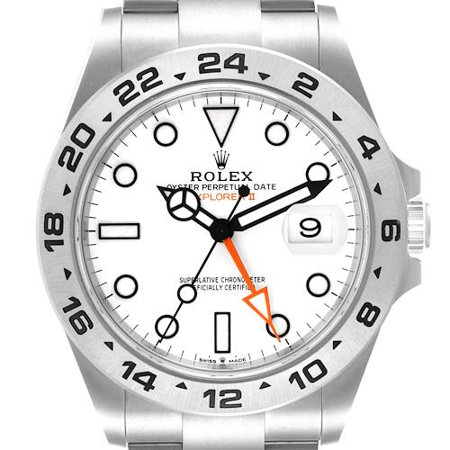 Photo of Rolex Explorer II 42 White Dial Orange Hand Steel Mens Watch 226570 Unworn