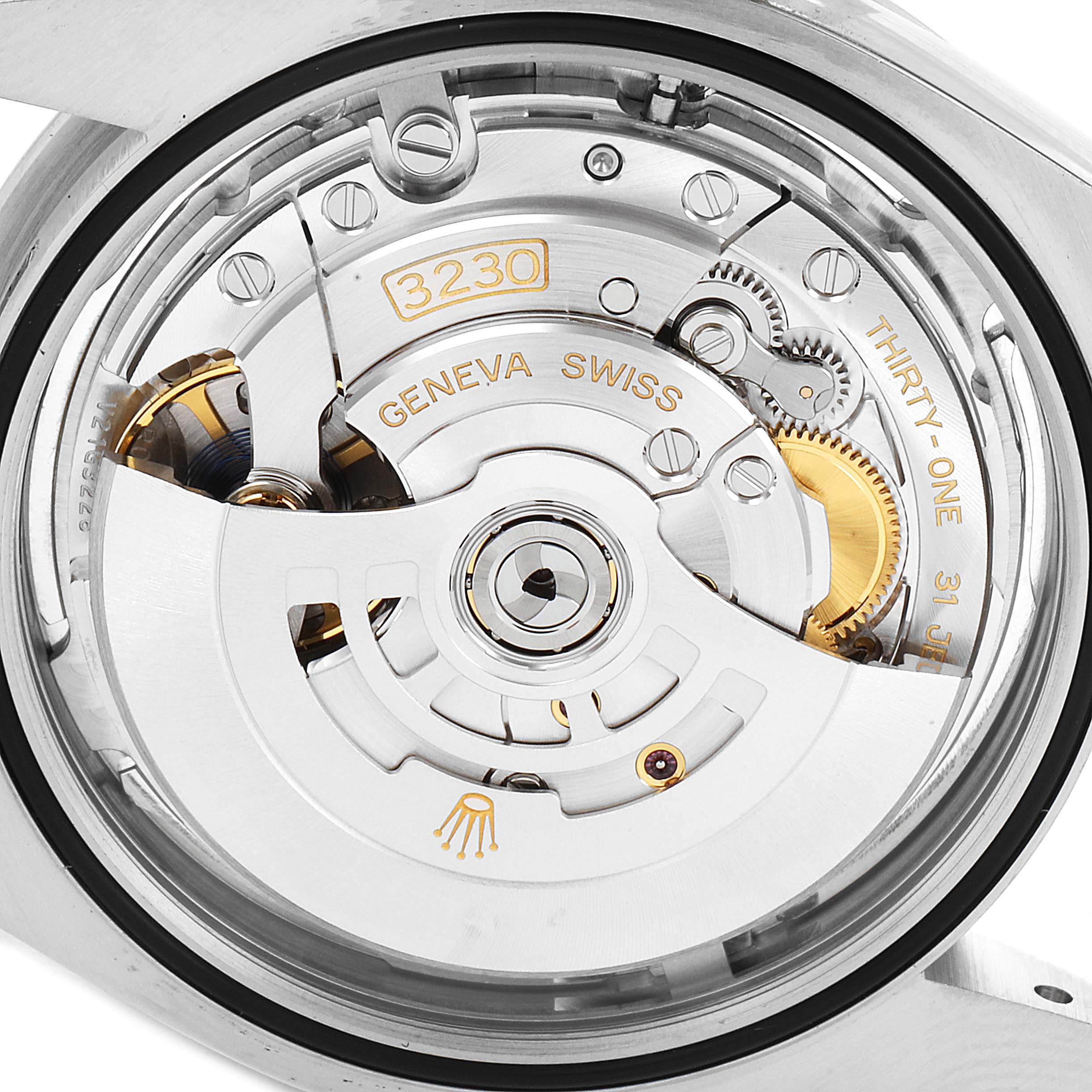 This image shows the intricate movement mechanism of a Rolex Oyster Perpetual 124300 Men's Stainless Steel Silver Dial 124300 Men's Stainless Steel Silver Dial watch, viewed from the back.