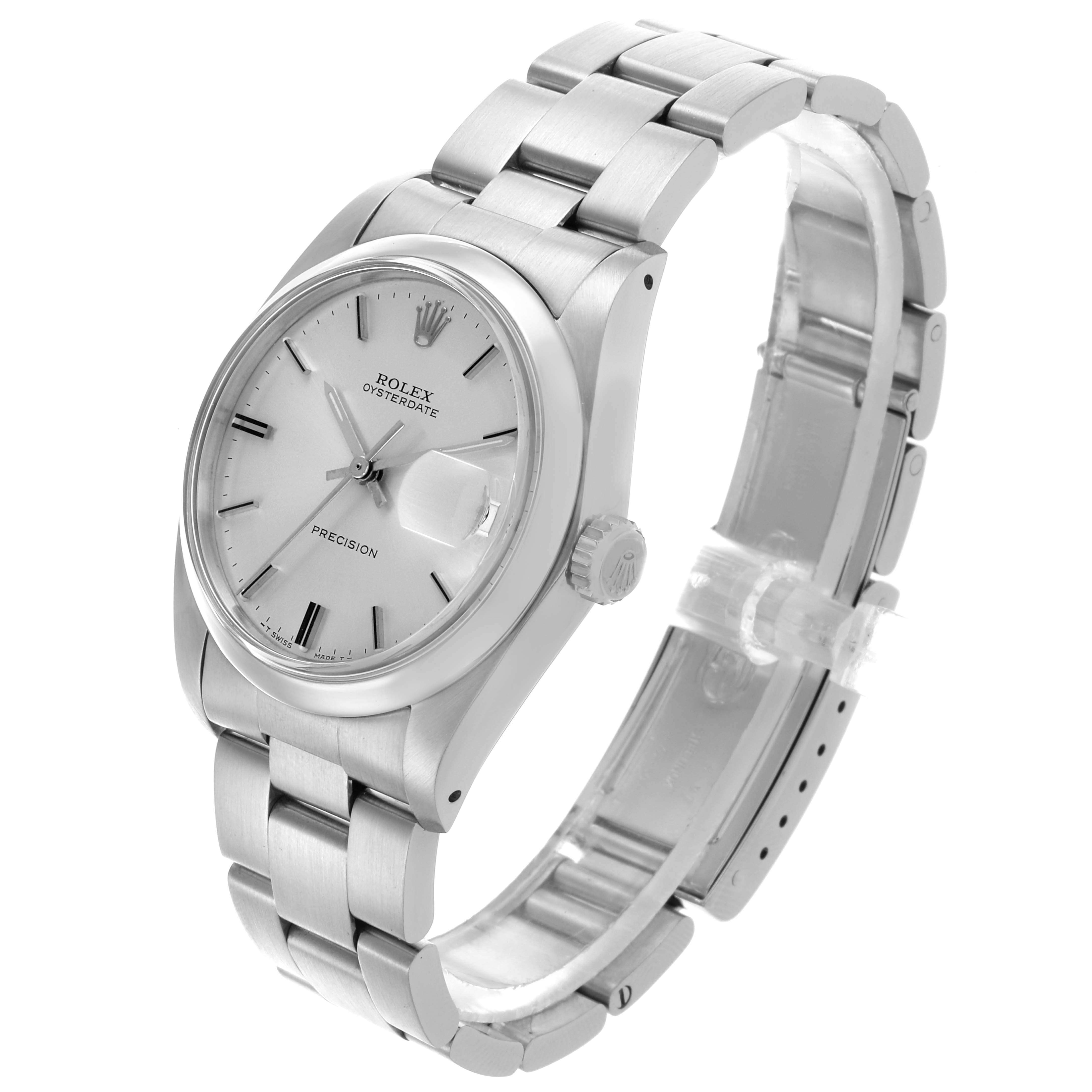 The Rolex Vintage Collection 6694 Men's Stainless Steel Silver Dial 6694 Men's Stainless Steel Silver Dial watch is shown at a side angle, highlighting the bezel, dial, bracelet, and crown.