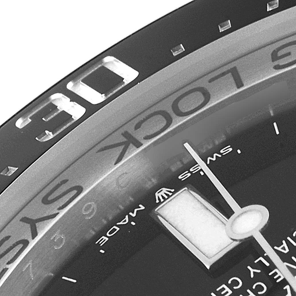 The image shows a close-up of the bezel and dial of a Rolex Sea-Dweller 126660 Men
s Stainless Steel Blue Dial 126660 Men
s Stainless Steel Blue Dial watch, highlighting the "30" marker and part of the minute hand.