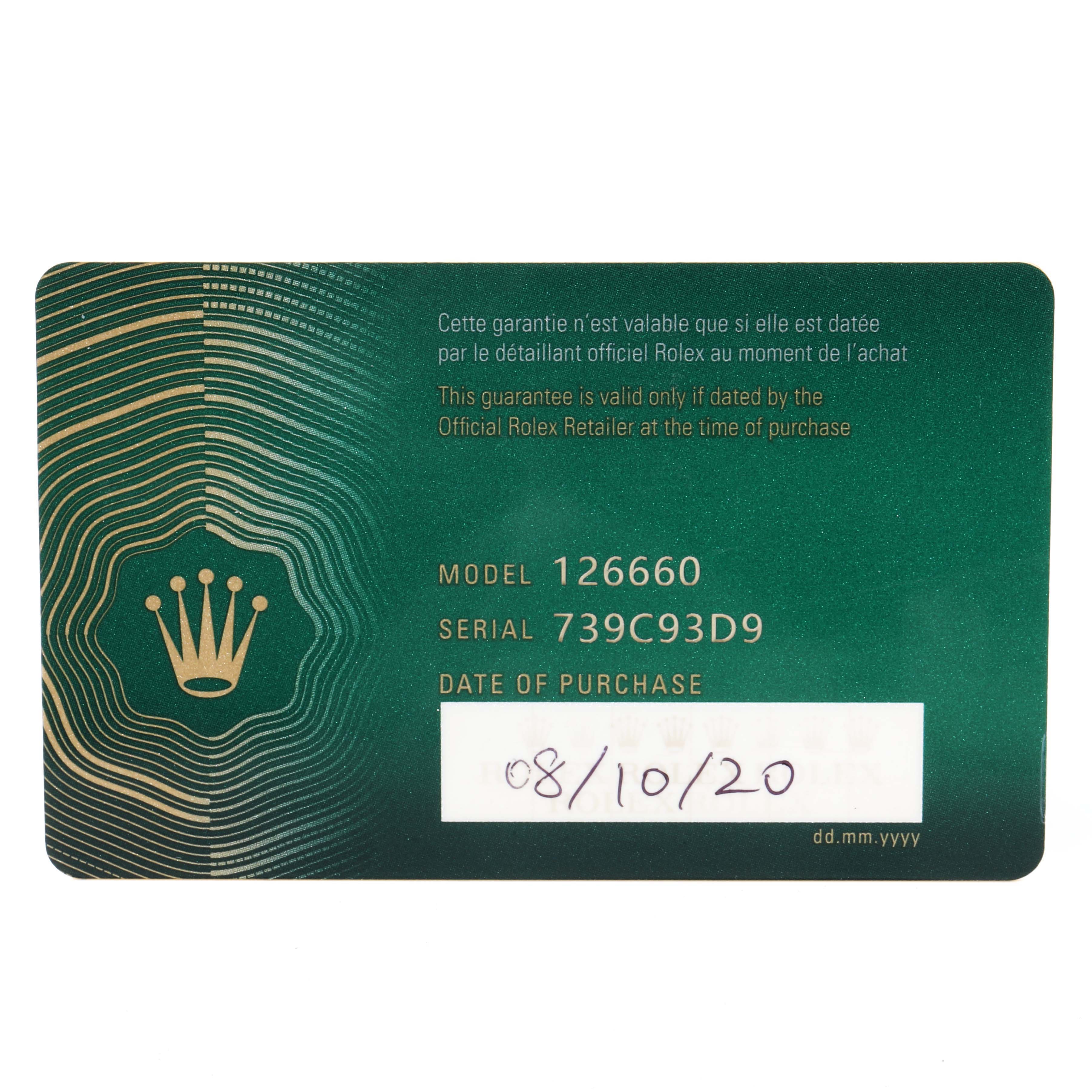 This is a purchase card for the Rolex Sea-Dweller 126660 Men
s Stainless Steel Blue Dial 126660 Men
s Stainless Steel Blue Dial, model 126660, shown from a top-down angle.