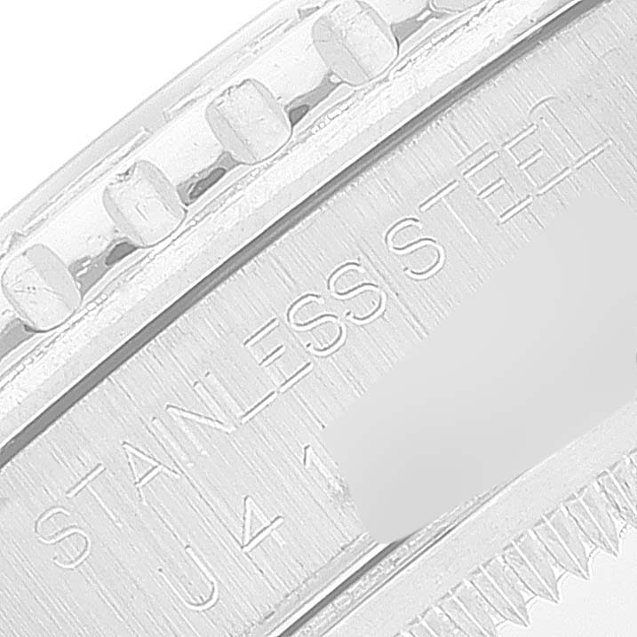 The image shows a close-up of the bezel and case of a stainless steel Rolex Turn-o-Graph 16264 Men
s Stainless Steel Black Dial 16264 Men
s Stainless Steel Black Dial watch.