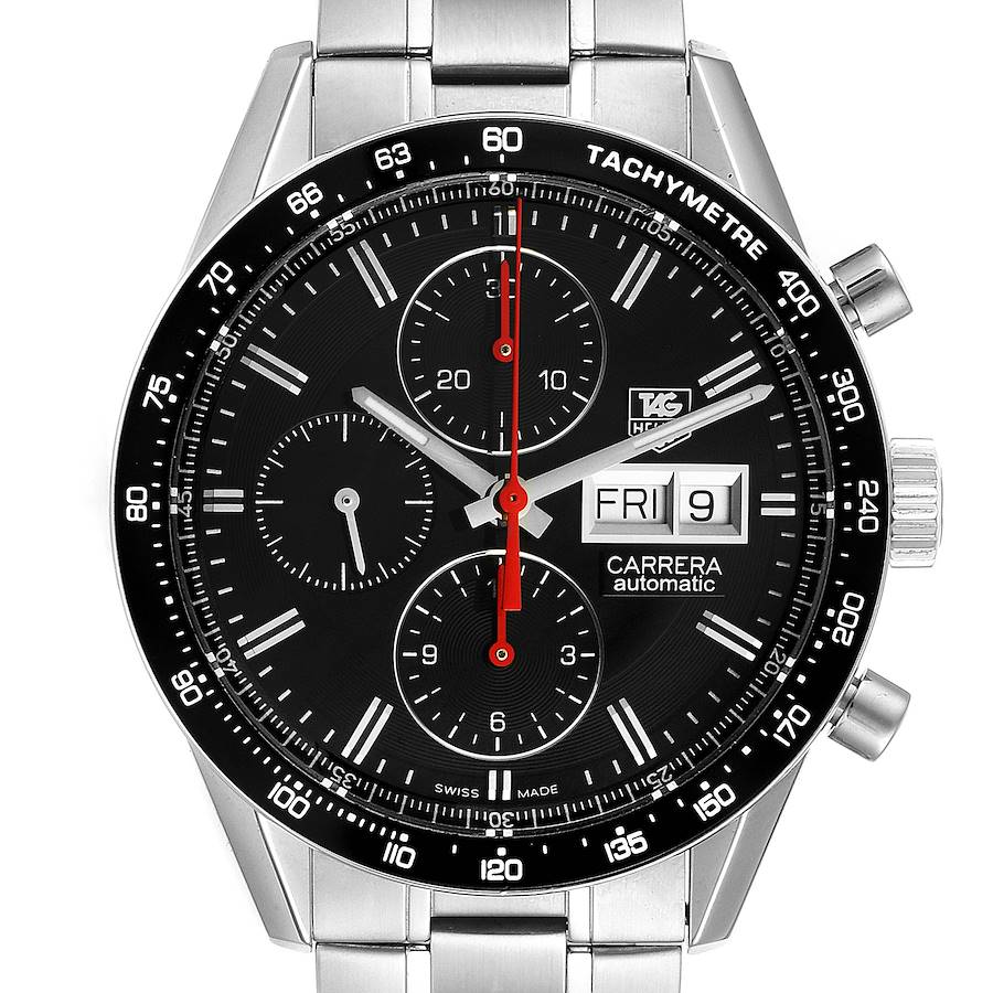 NOT FOR SALE -- Tag Heuer Carrera Black Dial Chronograph Mens Watch CV201AH -- 3 LINKS ADDED SwissWatchExpo