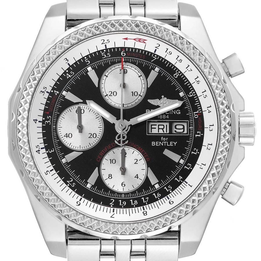 Breitling Bentley Motors GT Black Dial Steel Mens Watch A13362 Box Papers SwissWatchExpo