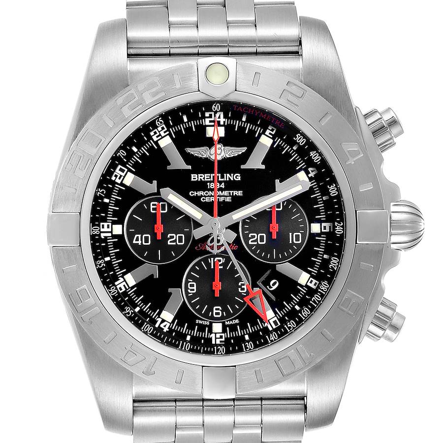 Breitling Chronomat GMT Black Dial Limited Edition Mens Watch AB0412 Box Card SwissWatchExpo