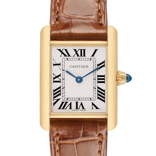 Photo of Cartier Tank Louis Small Yellow Gold Silver Dial Watch W1529856 Box Card