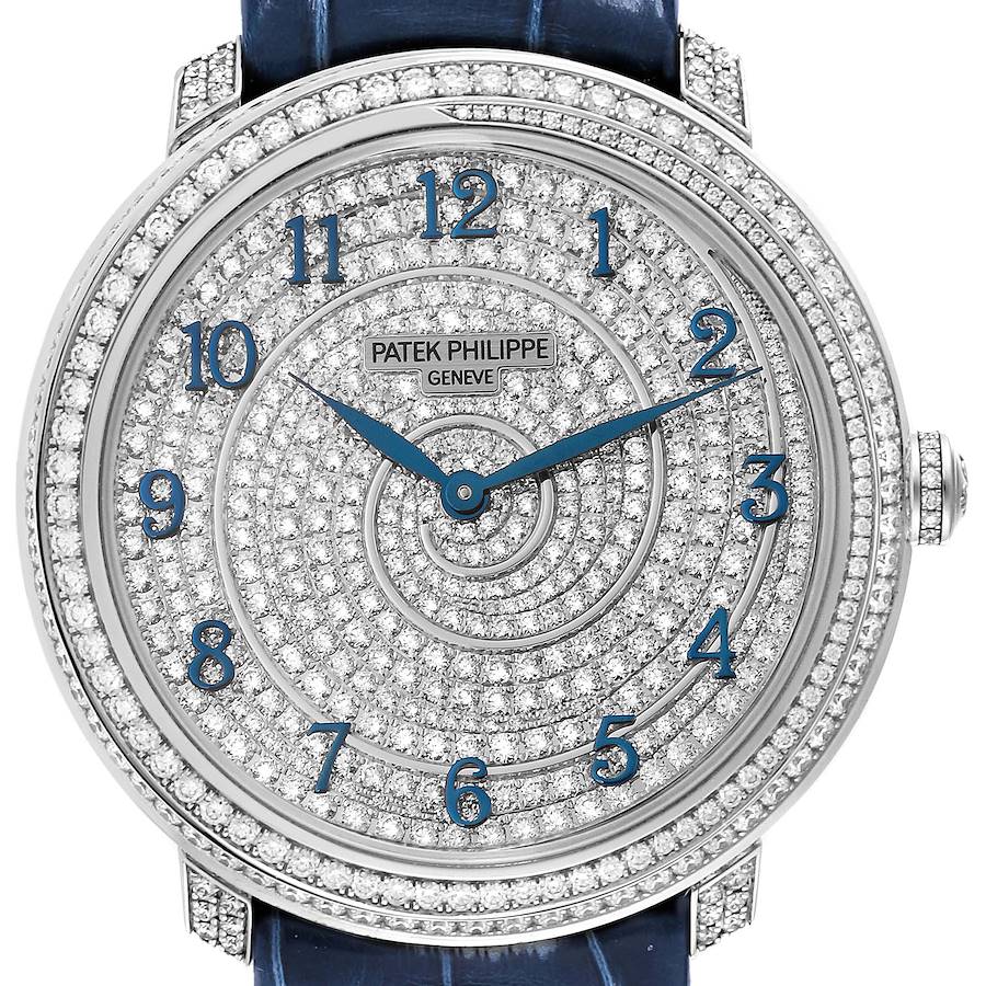 Patek Philippe Calatrava White Gold Blue Dial Diamond Ladies Watch 4978 SwissWatchExpo