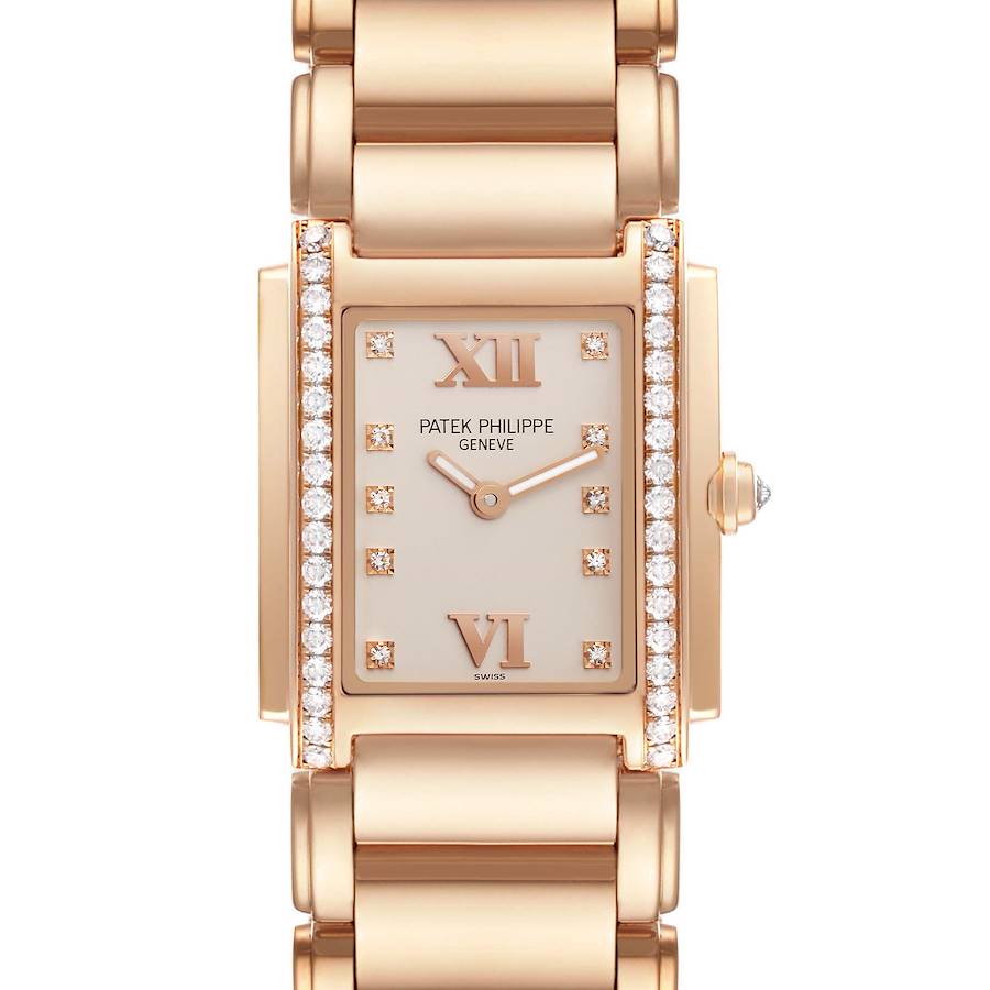 Patek Philippe Twenty-4 Rose Gold Diamond Ladies Quartz Watch 4910 SwissWatchExpo