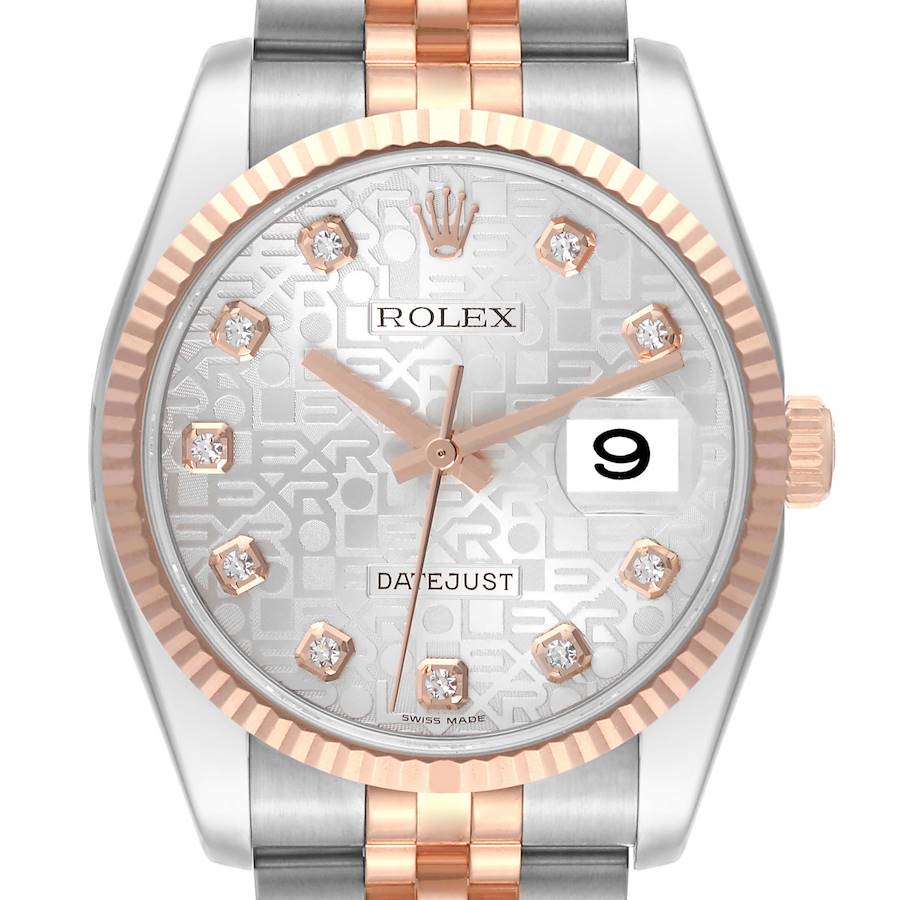 Rolex Datejust 36 Steel Everose Rose Gold Diamond Mens Watch 116231 SwissWatchExpo