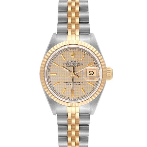 Photo of Rolex Datejust Houndstooth Dial Steel Yellow Gold Ladies Watch 69173