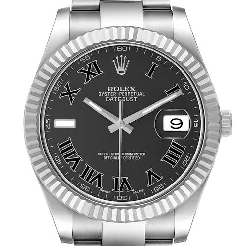Photo of Rolex Datejust II 41 Steel White Gold Grey Dial Mens Watch 116334