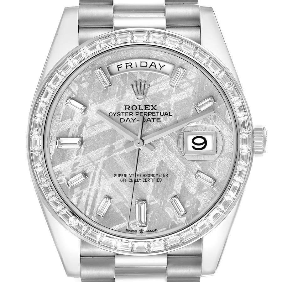 Rolex Day-Date 40 President Platinum Meteorite Diamond Mens Watch 228396 Unworn SwissWatchExpo