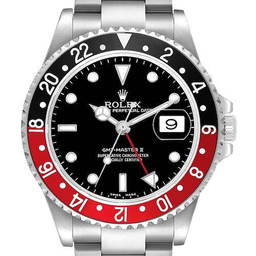 Photo of Rolex GMT Master II Black Red Coke Bezel Black Dial Mens Watch 16710