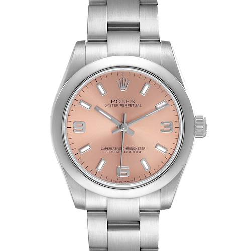 Photo of Rolex Oyster Perpetual 31 Midsize Steel Salmon Dial Ladies Watch 177200