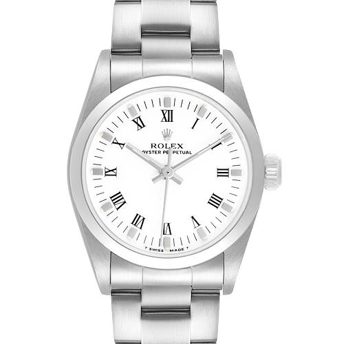 Photo of Rolex Oyster Perpetual Midsize Steel White Dial Ladies Watch 77080