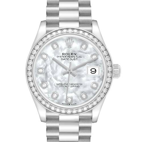Photo of Rolex President Datejust Midsize 31 White Gold Diamond Watch 278289 Box Card