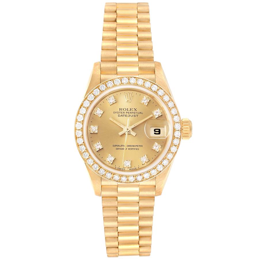 Rolex President Datejust Yellow Gold Diamond Ladies Watch 69138 Box SwissWatchExpo