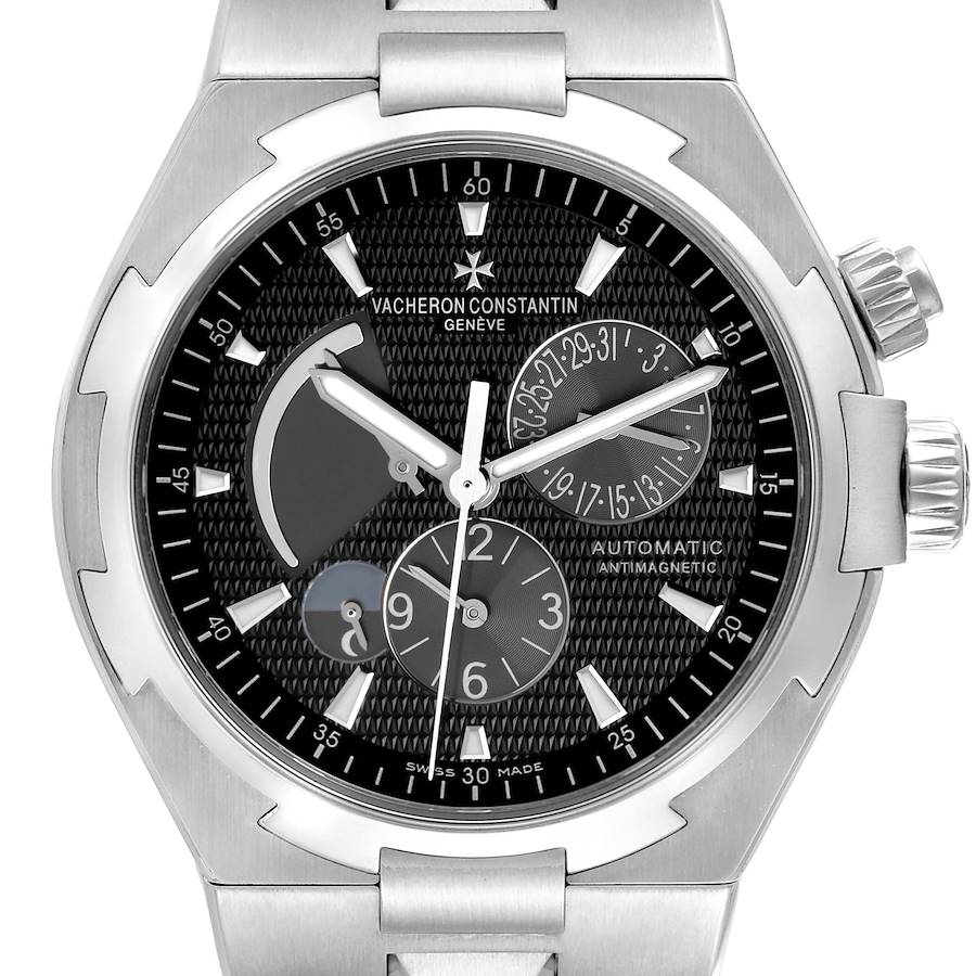 Vacheron Constantin Overseas Dual Time Steel Mens Watch 47450 Box Papers SwissWatchExpo