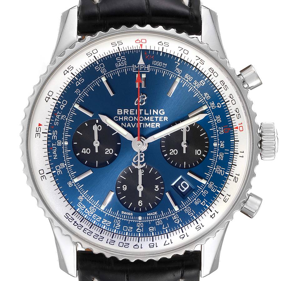 Breitling Navitimer 01 Blue Dial Limited Edition Mens Watch AB0121 Unworn SwissWatchExpo