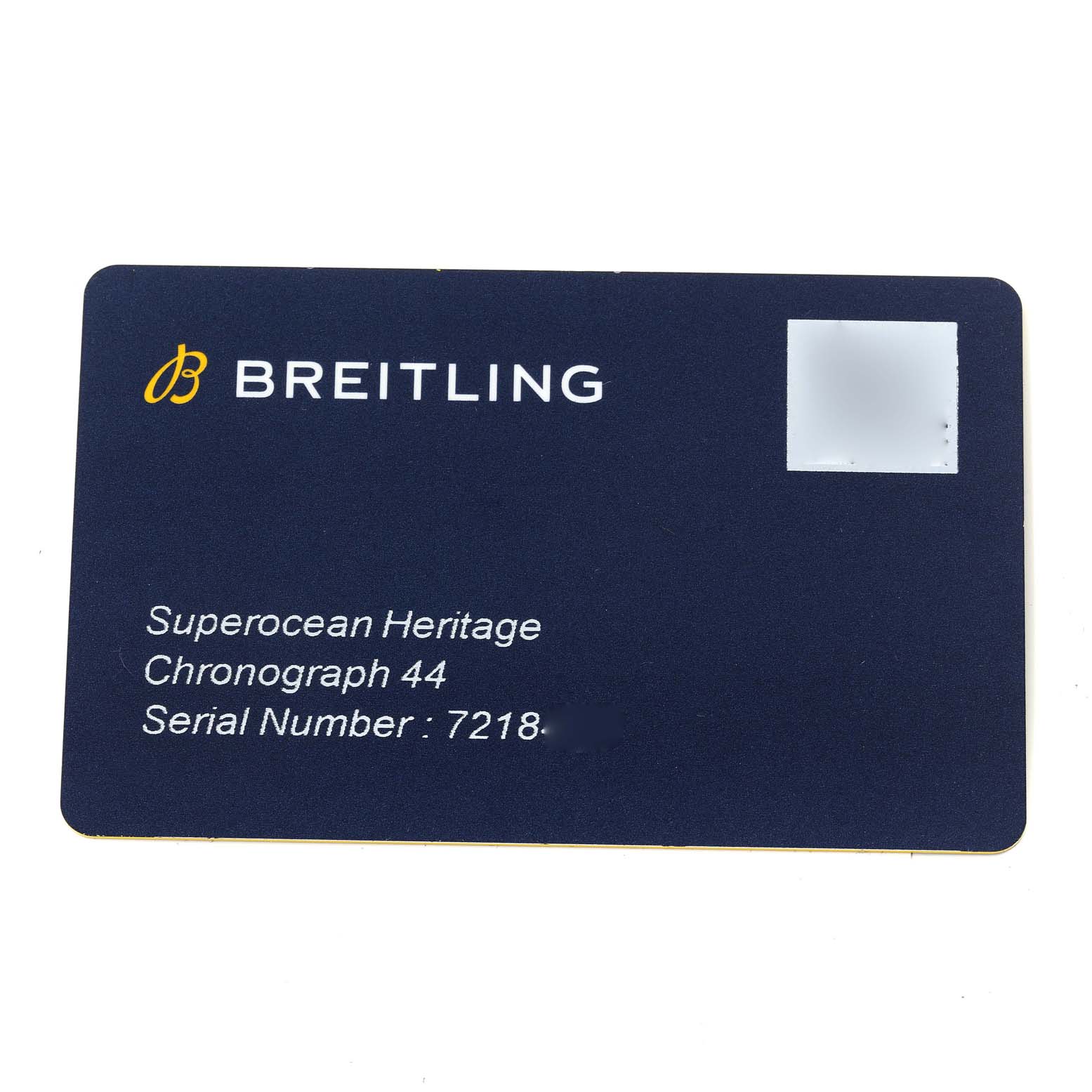 This image shows a Breitling Superocean A13313 Men's Stainless Steel Blue Dial A13313 Men's Stainless Steel Blue Dial model card with model details and serial number information.