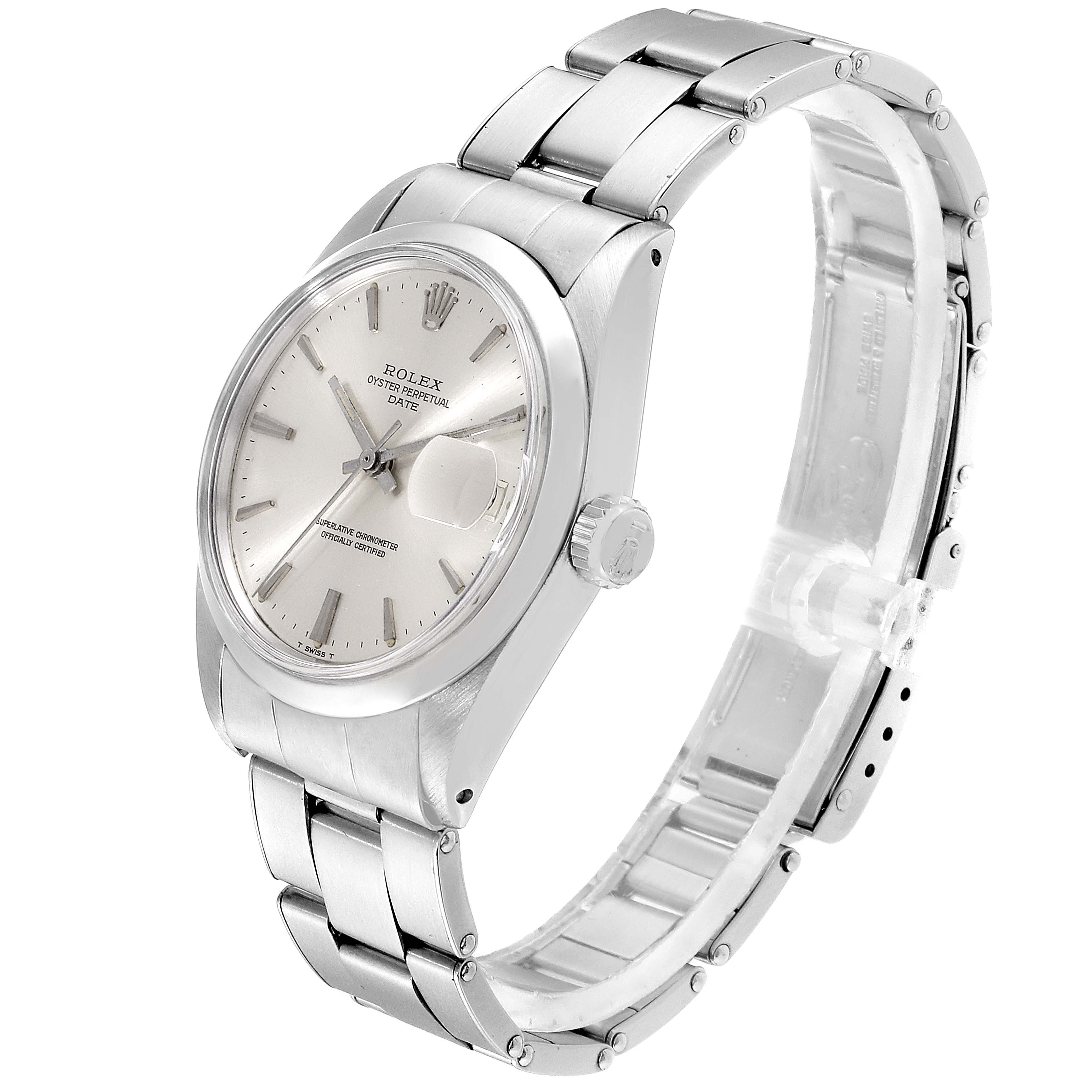 The image shows a Vintage Collection Rolex watch at a three-quarter angle, displaying the face, case, crown, and metal bracelet.