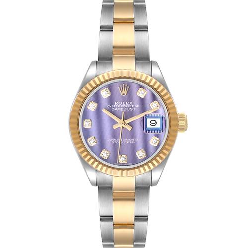 Photo of Rolex Datejust 28 Steel Yellow Gold Lavender Diamond Ladies Watch 279173