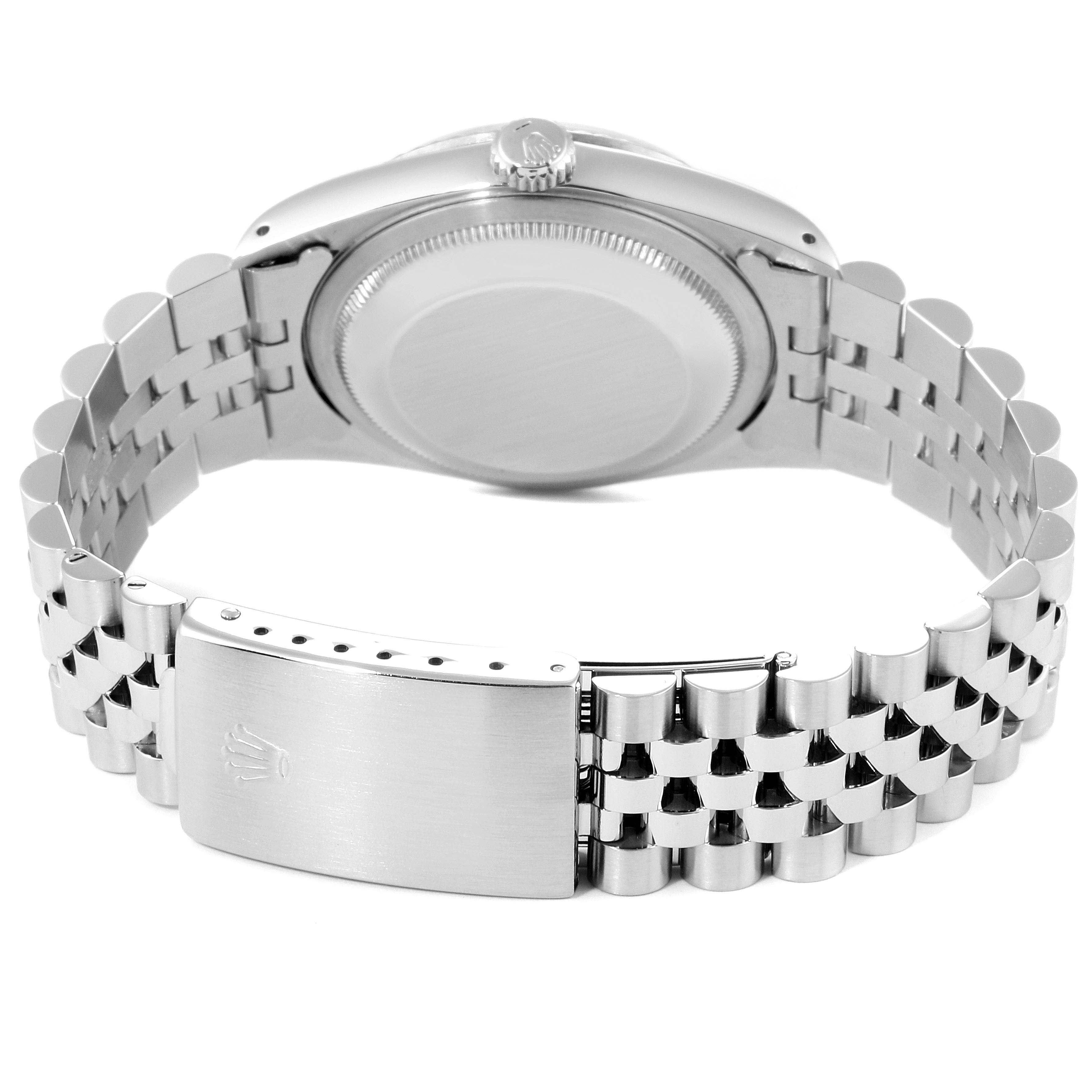 The image shows the back case and bracelet of a Rolex Datejust 16234 Men's Stainless Steel Beige Dial 16234 Men's Stainless Steel Beige Dial watch from a rear angle.