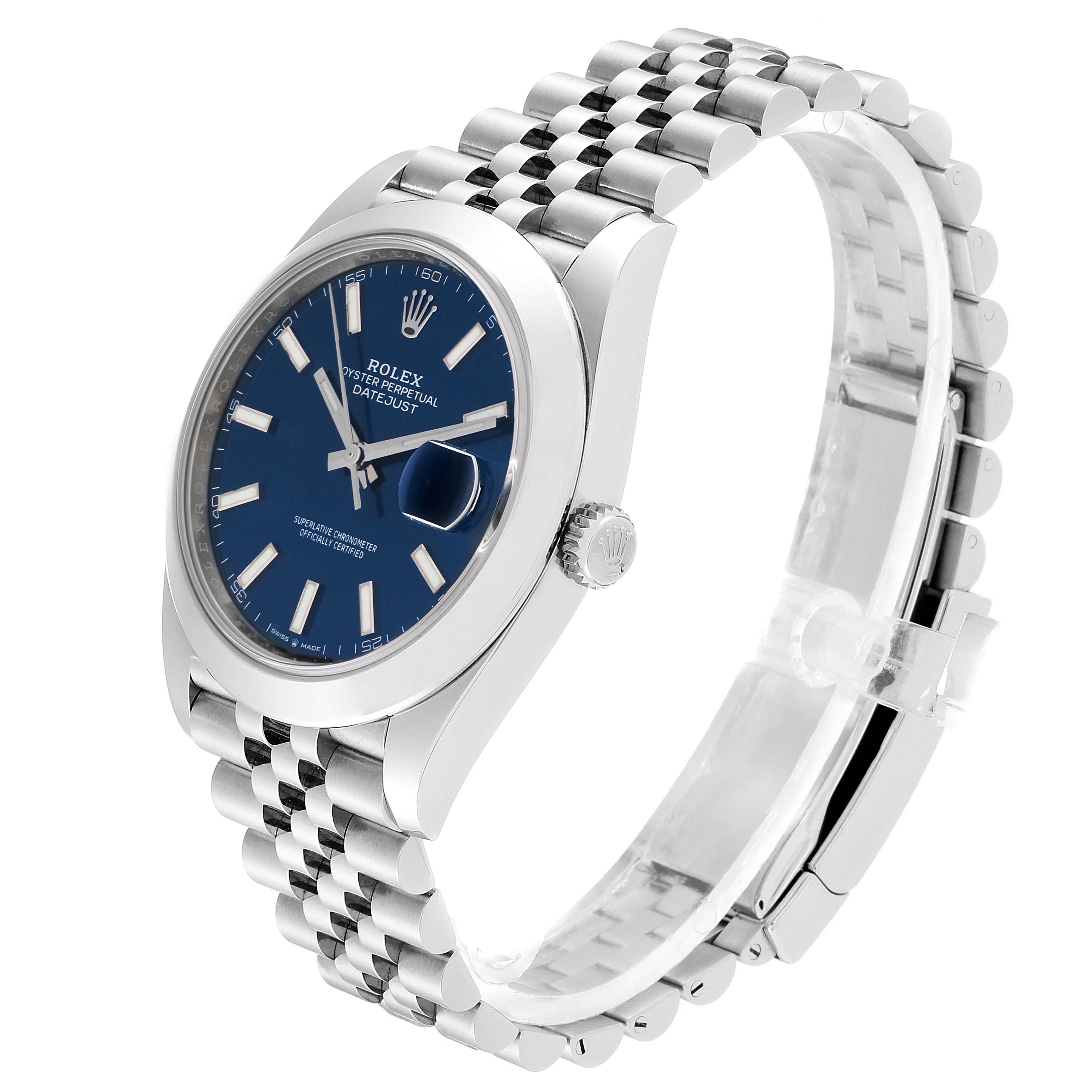 rolex datejust 41 blue dial automatic men's watch 126300blsj