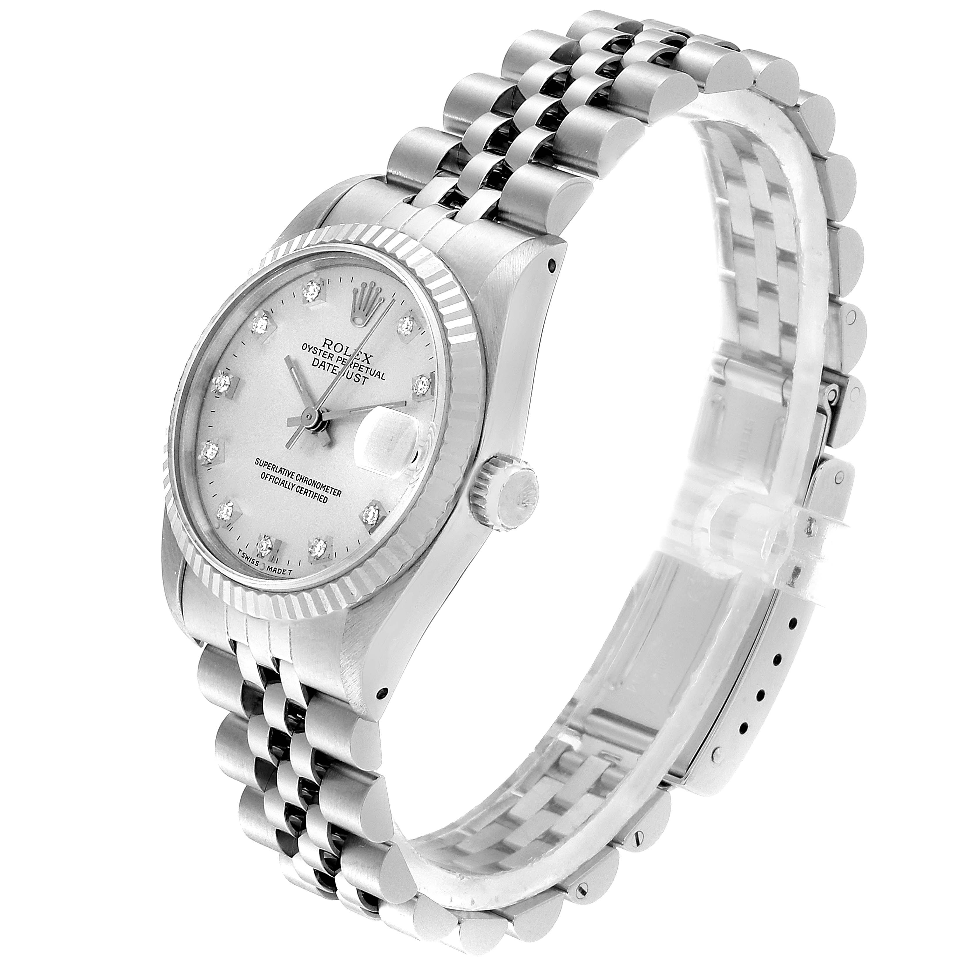 This image shows a side view of a Mid-Size Rolex Datejust with the dial and bracelet visible.