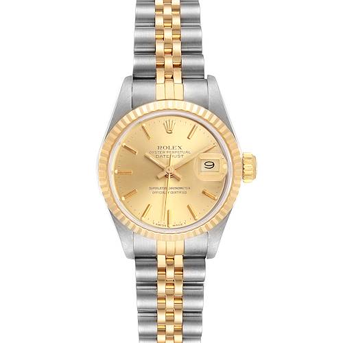 Photo of Rolex Datejust Steel Yellow Gold Fluted Bezel Ladies Watch 69173 Box Papers One link added