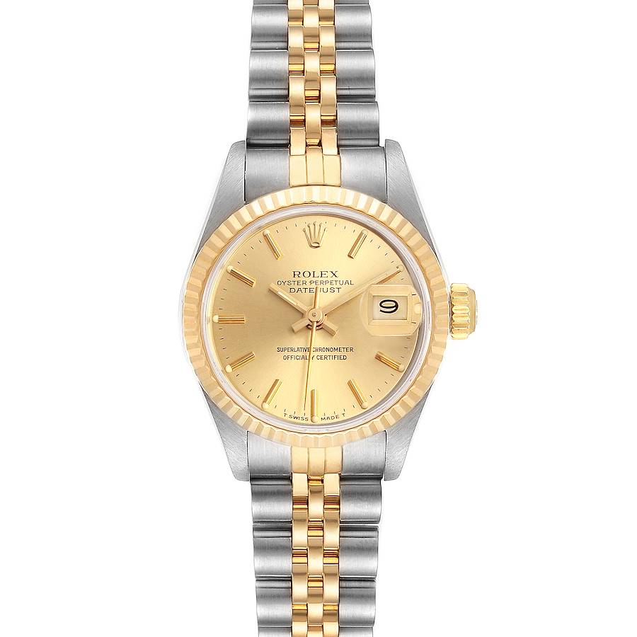 Rolex Datejust Steel Yellow Gold Fluted Bezel Ladies Watch 69173 Box Papers One link added SwissWatchExpo