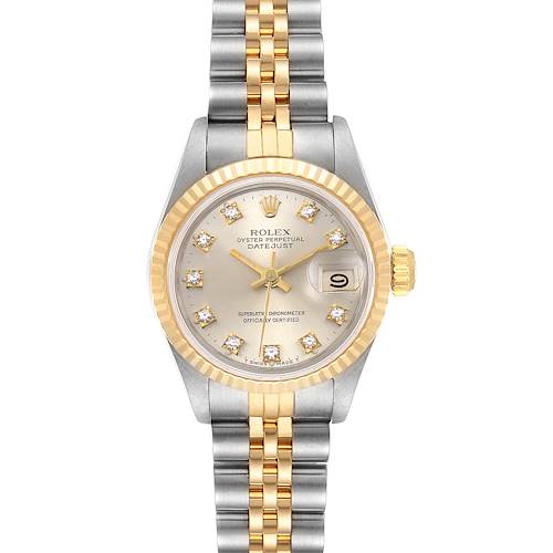 Photo of Rolex Datejust Steel Yellow Gold Silver Diamond Dial Ladies Watch 69173