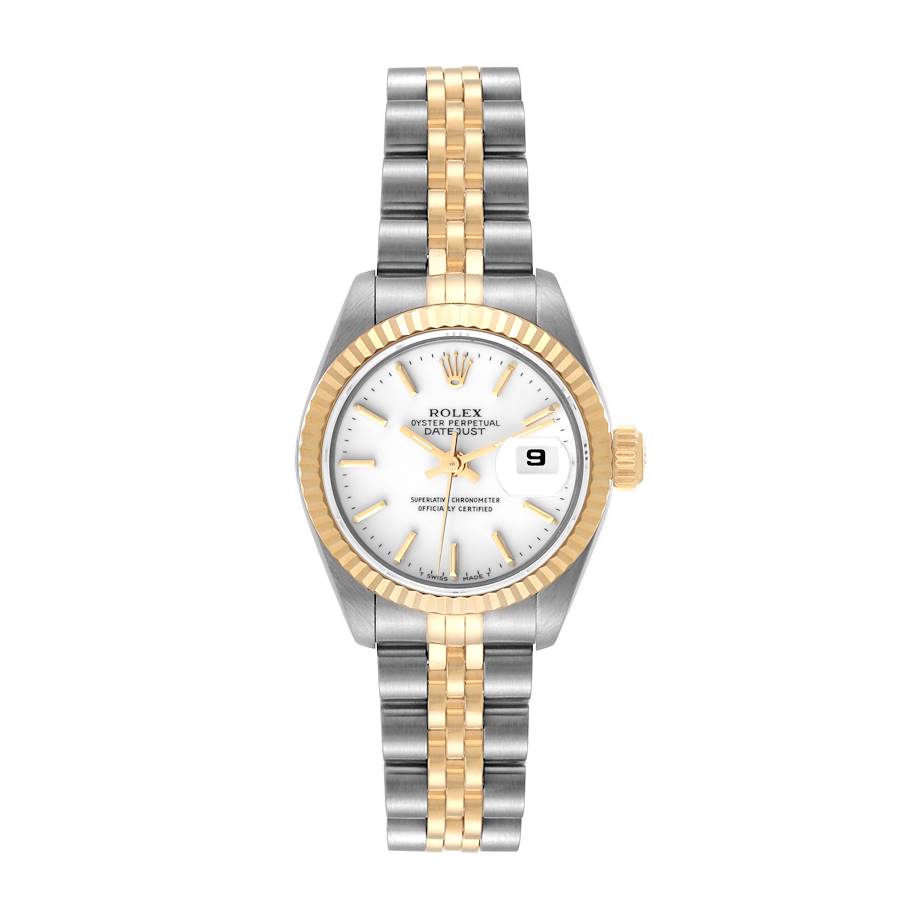 Rolex Datejust Steel Yellow Gold White Dial Ladies Watch 69173 Box