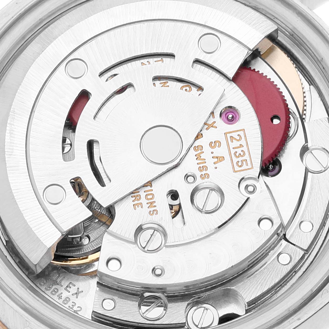 This is an image of the movement mechanism inside a Rolex Datejust 69173 Women's Steel and Gold (two tone) White Dial 69173 Women's Steel and Gold (two tone) White Dial watch.