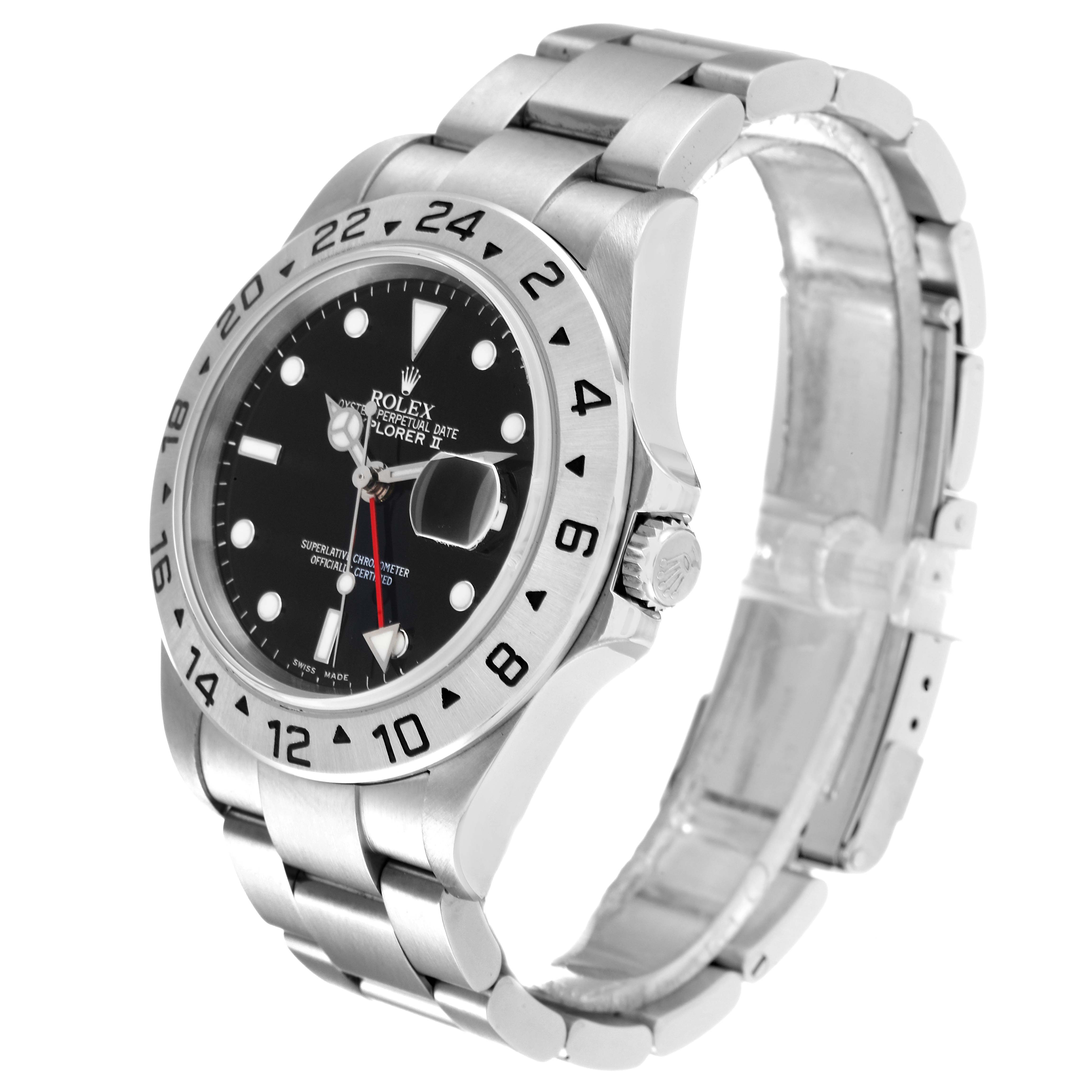 The Rolex Explorer 16570 Men
s Stainless Steel Black Dial 16570 Men
s Stainless Steel Black Dial watch is shown at a three-quarter angle, displaying the face, bezel, crown, and part of the bracelet.