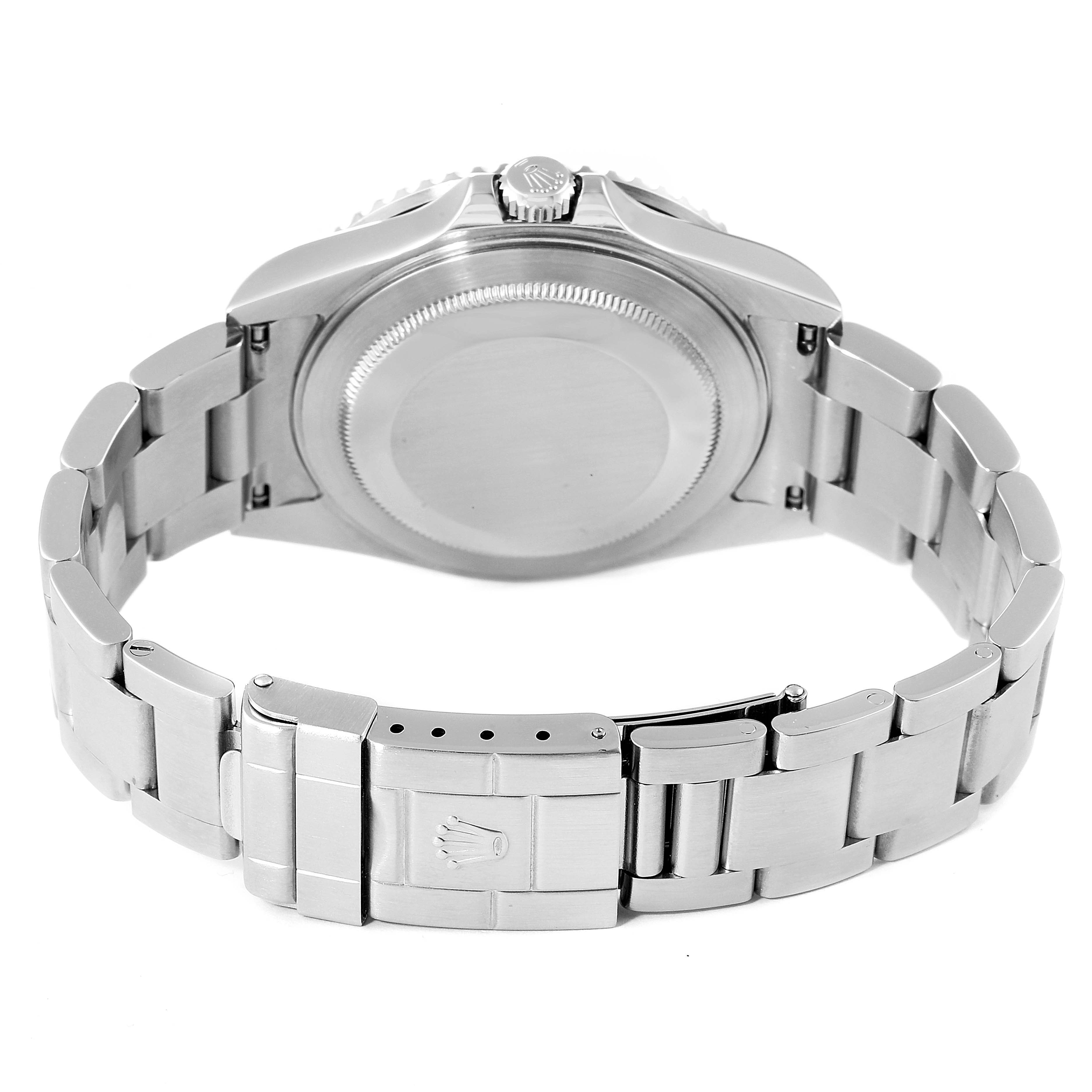 The image shows the back case and bracelet clasp of a Rolex GMT-Master 16710 Men
s Stainless Steel Black Dial 16710 Men
s Stainless Steel Black Dial watch from a rear angle.