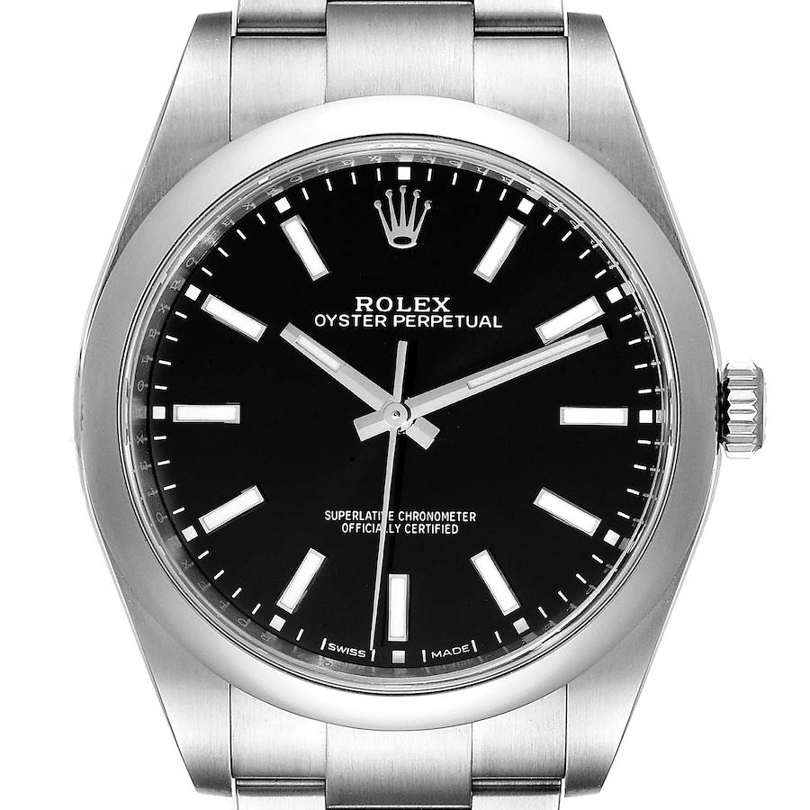 Rolex Oyster Perpetual 39 Black Dial Steel Mens Watch 114300 Box Card SwissWatchExpo