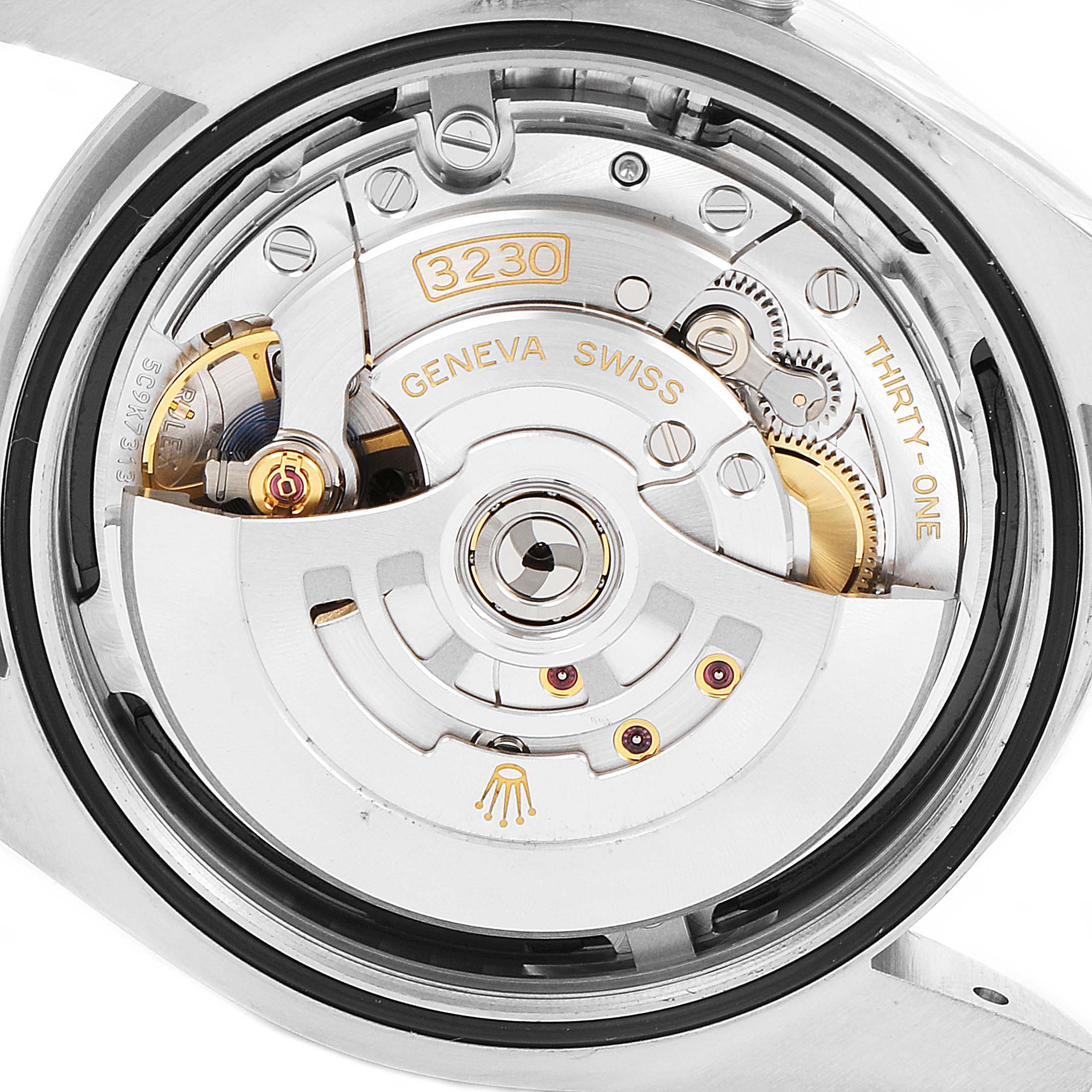 This image shows the movement mechanism of a Rolex Oyster Perpetual 124300 Men
s Stainless Steel Black Dial 124300 Men
s Stainless Steel Black Dial watch, captured from the back.