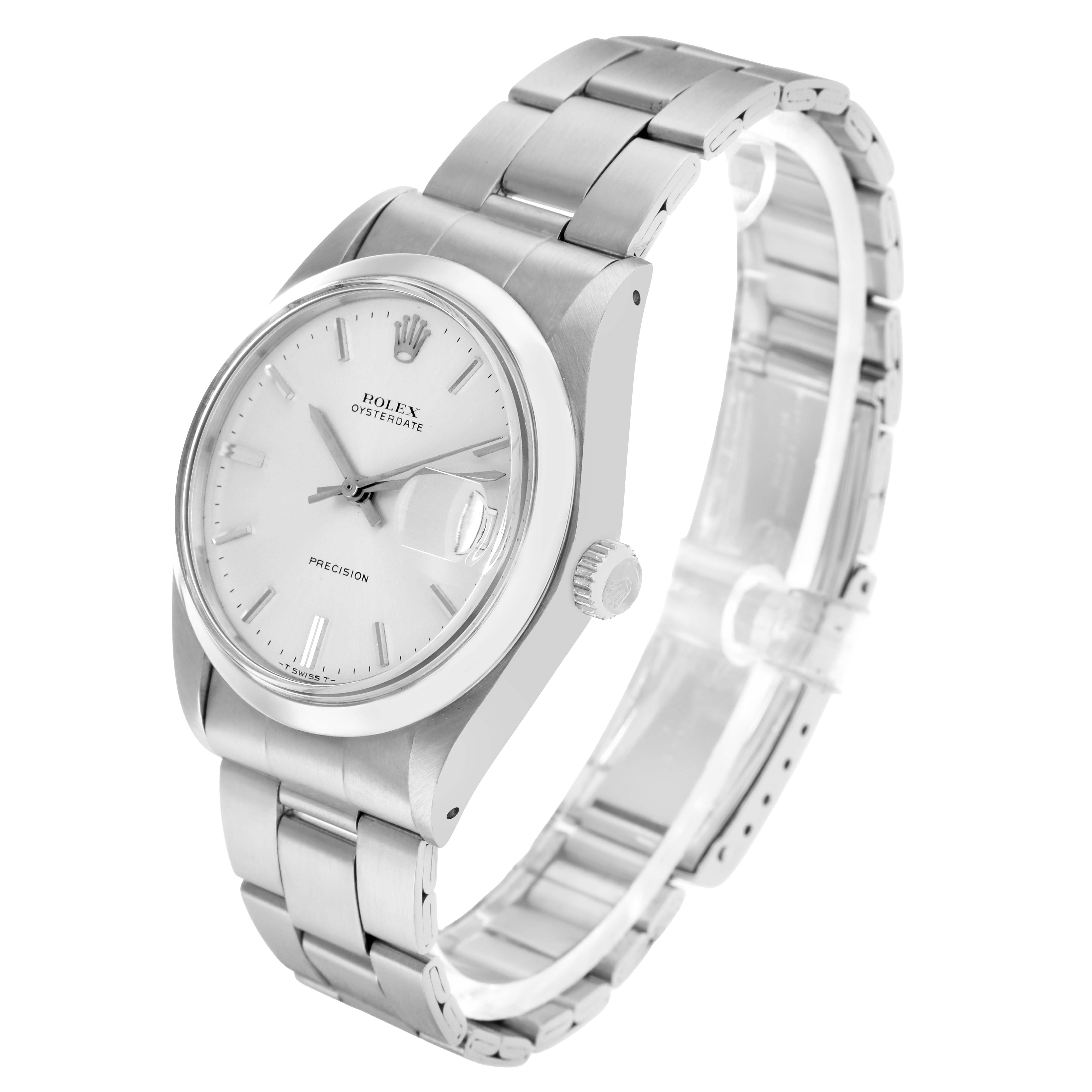 The Rolex Vintage Collection 6694 Men
s Stainless Steel Silver Dial watch is shown at a three-quarter angle, highlighting the dial, crown, and bracelet.