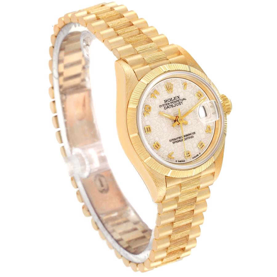 Rolex President Datejust Yellow Gold Bark Finish Ladies Watch 69278 Box Papers Swisswatchexpo 7844