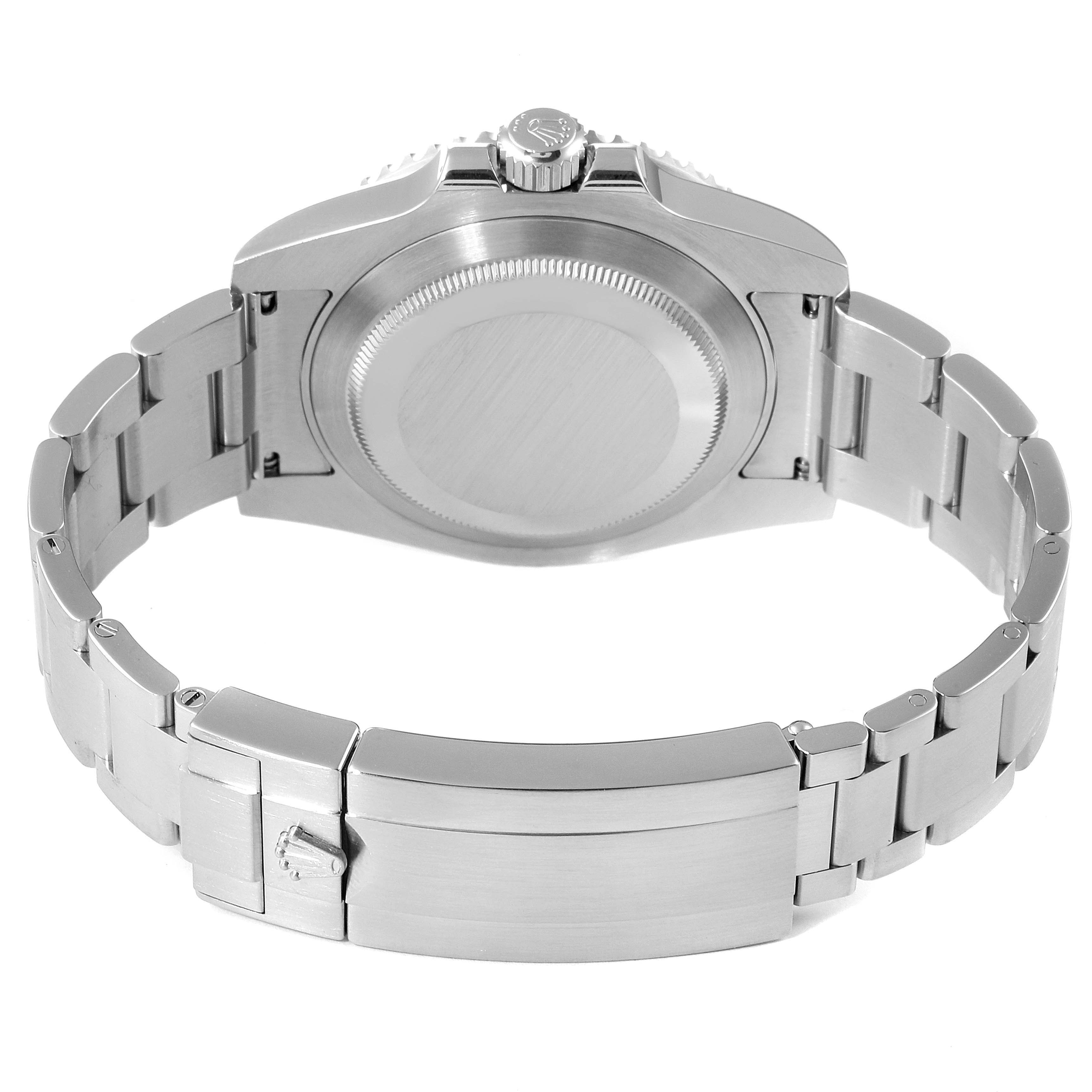 The image shows the case back, bracelet, and clasp of a Rolex Submariner 116610LV Men
s Stainless Steel Green Dial 116610LV Men
s Stainless Steel Green Dial watch from a rear angle.