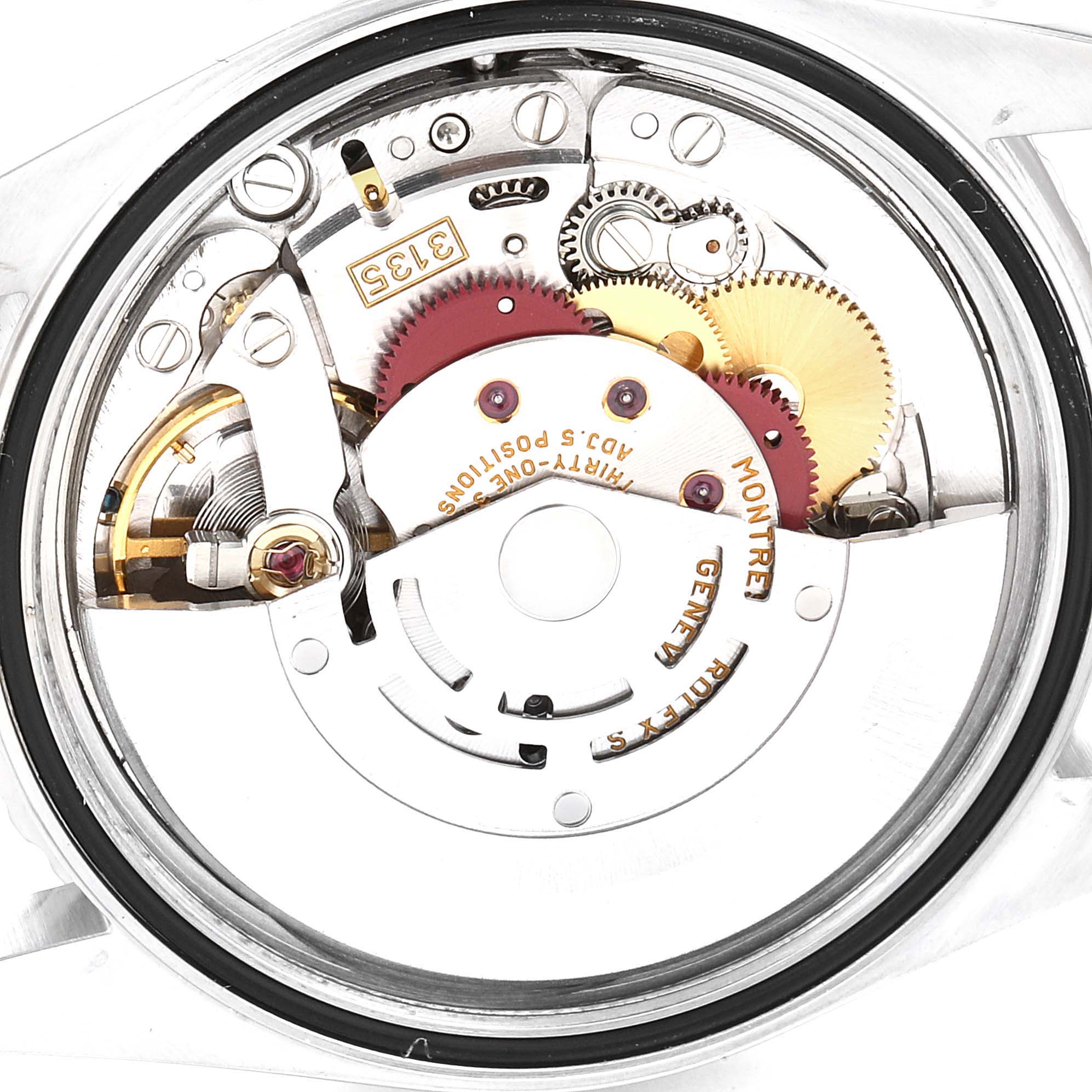 This image shows a close-up view of the movement and inner mechanisms of a Rolex Turn-o-Graph 16264 Men
s Stainless Steel Silver Dial 16264 Men
s Stainless Steel Silver Dial watch.