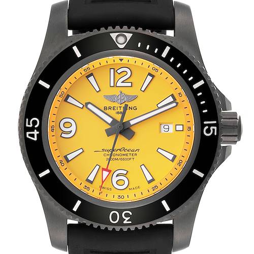 Photo of Breitling Superocean 46 Yellow Dial DLC Steel Mens Watch M17368 Box Card