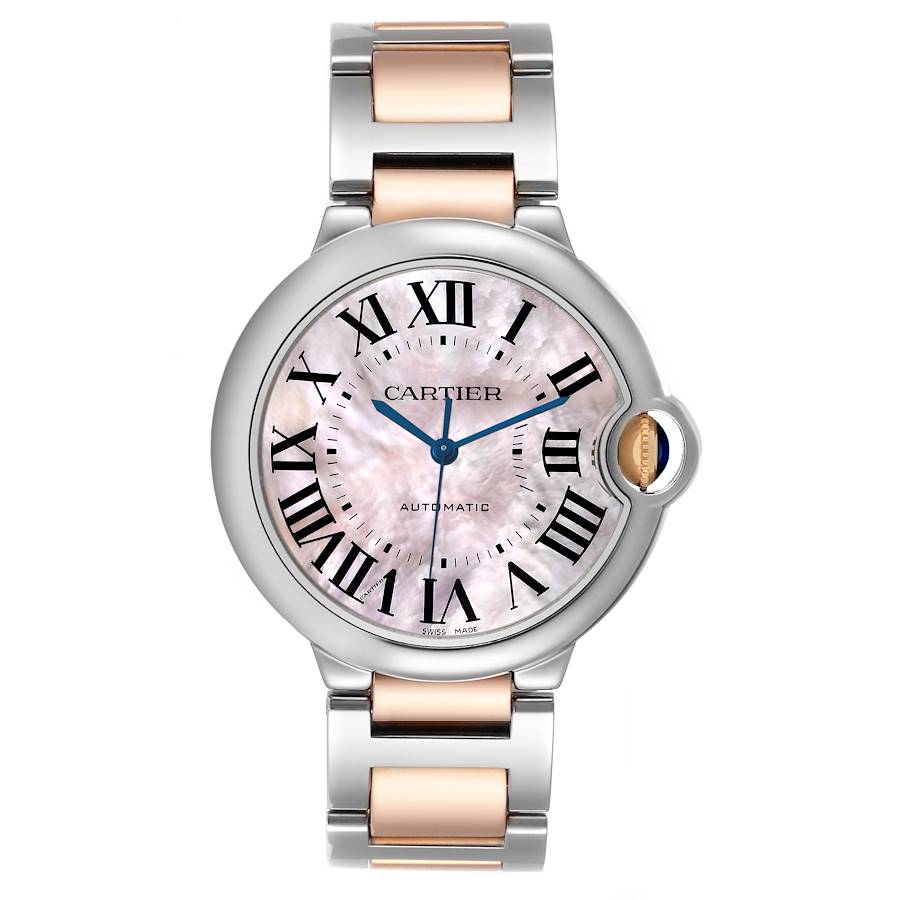 Cartier Ballon Bleu Steel Rose Gold Mother of Pearl Ladies Watch