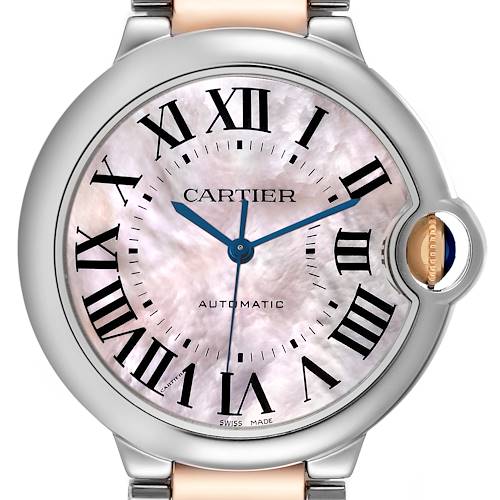 Photo of Cartier Ballon Bleu Steel Rose Gold Mother of Pearl Ladies Watch W6920033 Papers