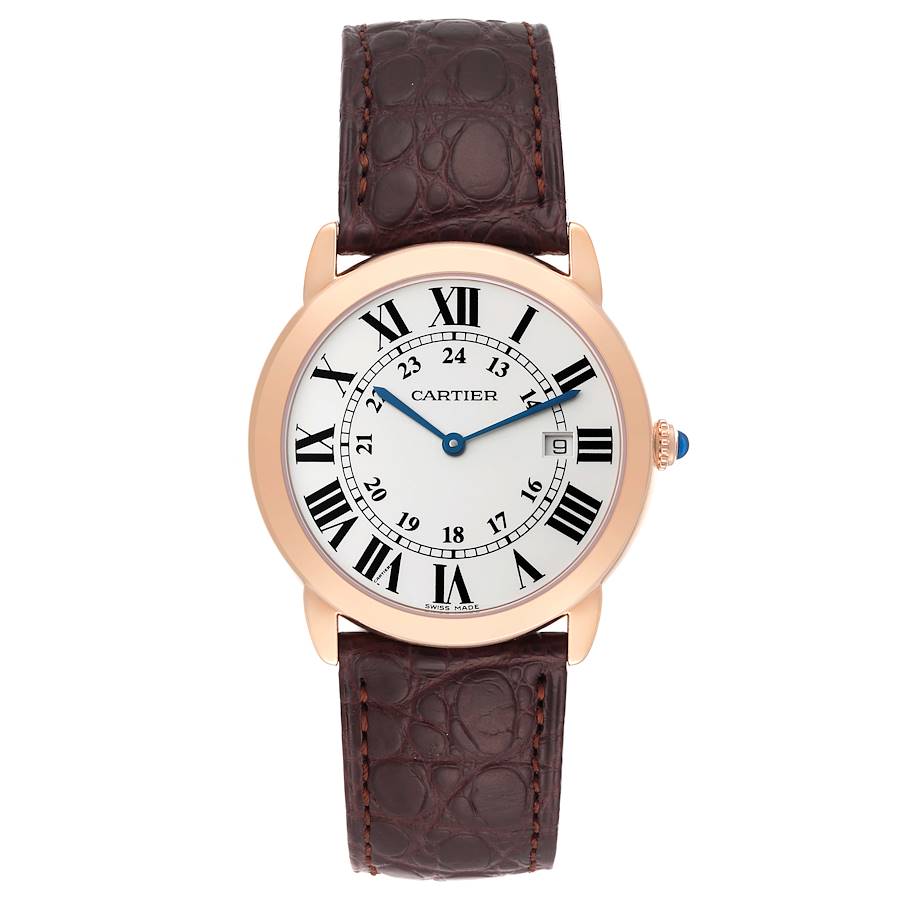 Cartier Ronde Solo Large Rose Gold Steel Mens Watch W6701008 Card